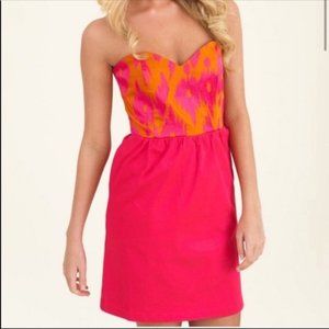 Judith March pink orange strapless embroider dress